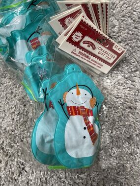 Big Inflatable Character Gift Tag Snowman Approx 3"x5" Bundle Set Of 10 New